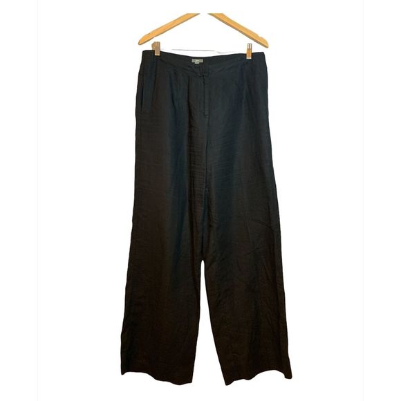 J Jill 100% linen black wide leg pants Sz 12 - Picture 1 of 5